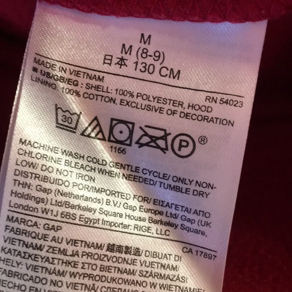 Gap red zip front hoodie sweater